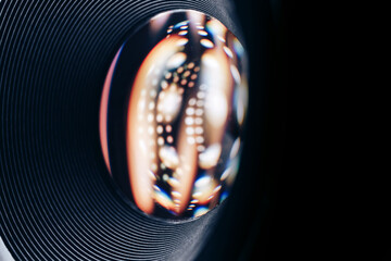 Poster - Beautiful abstract camera lens background multi colored glass reflection.