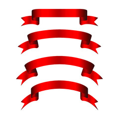 Wall Mural - modern ribbon banner set. vector red and golden ribbon.