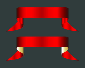 Wall Mural - modern ribbon banner set. vector red and golden ribbon.