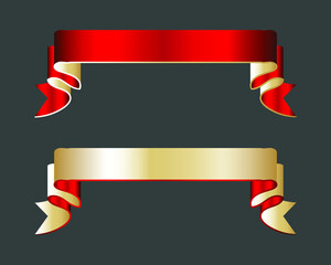 Wall Mural - modern ribbon banner set. vector red and golden ribbon.