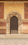  The door in The Roman Catholic church of St. Bartholomew. City of Drohobych, Ukraine.