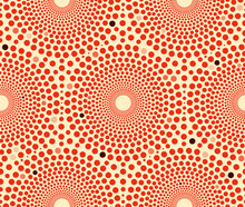 Dotted Circles Seamless Pattern Tile In Red Ivory