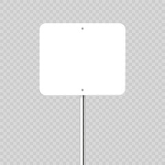 Wall Mural - road, traffic sign. highway signboard on a chrome metal pole. blank white board with place for text.