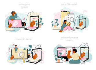 Wall Mural - 3d printer online service or platform set. digital designer