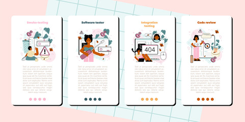 Wall Mural - software tester mobile application banner set. application or website