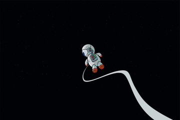 Wall Mural - flying astronaut in a dark deep space