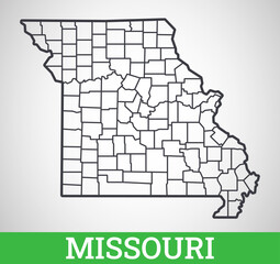  Simple outline map of Missouri, America. Vector graphic illustration.