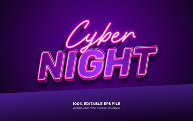 Wall Mural - Cyber Night editable text style effect	
