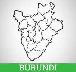  Simple outline map of Burundi. Vector graphic illustration.