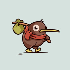 Cute Adorable Little Kiwi Bird Cartoon