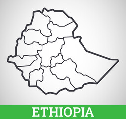  Simple outline map of Ethiopia. Vector graphic illustration.