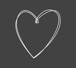 Wall Mural - heart outline symbol chalk doodle drawing on blackboard background