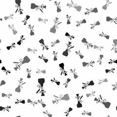 Black Hookah icon isolated seamless pattern on white background. Vector