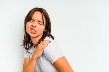 Wall Mural - Young hispanic woman isolated on blue background being shocked, she has remembered important meeting.