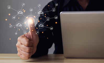 Wall Mural - digital transformation change management, internet of things. new technology bigdata and business pr