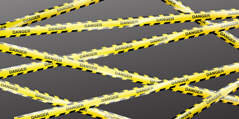 Wall Mural - realistic crossing caution tape of warning signs for construction area or crime scene. under constru