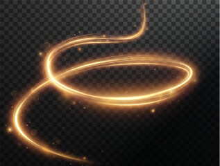Leinwandbilder - Light golden Twirl. Curve light effect of golden line. Luminous golden circle. Light gold pedistal, podium, platform, table. Vector PNG. Christmas tree.