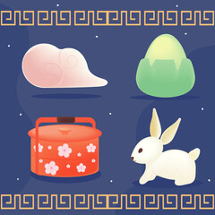 Sticker - icons chinese moon festival