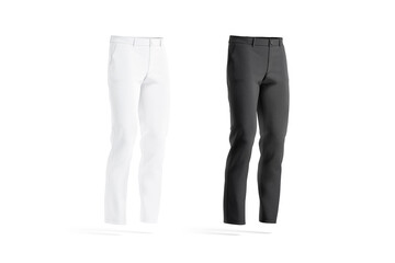 Wall Mural - Blank black and white man pants mockup, side view