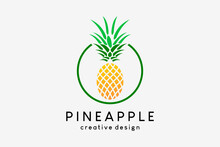 Pineapple logo design, pineapple icon with creative concept in circle