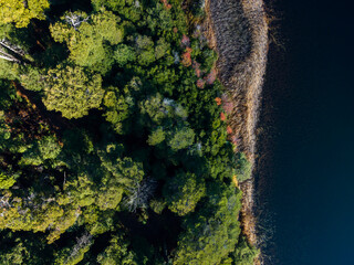 Wall Mural - Aerial landscape with snowed mountains and lakes