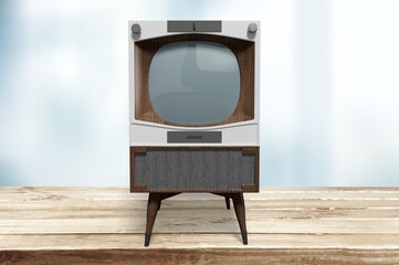 Canvas Print - Antique retro television, old design in the house.