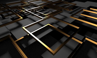 Wall Mural - Luxury abstract background. Dark black gold. premium design  mock up