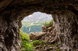 Grotta nella roccia in alta montagna