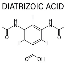 Sticker - Skeletal formula of Diatrizoic acid contrast agent molecule. Also known as Diatrizoate or Amidotrizoate.