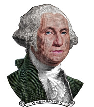Colorized George Washington  Cut On 1dollar Banknote Isolated On White Background