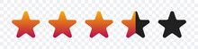 Rating Five Stars. 3d Stars. Vector Gold Stars To Indicate The Rating Of Products Or Films.