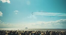 RAF Red Arrows Aerobatics Airshow Display In Blue Sky