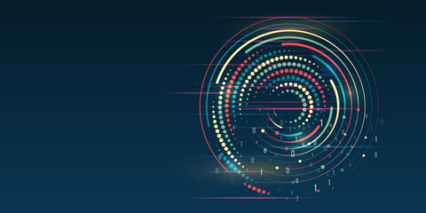 Fototapete - Structuring the flow of information. Data analytics concept. Sorting a large amount of data on a dark background.