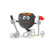 barbecue playing golf vector. cartoon character