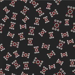 Canvas Print - Line Neural network icon isolated seamless pattern on black background. Artificial intelligence AI. Vector