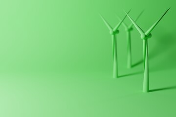 Poster - Air turbines, windmills that generate electricity. Turbine models, energy recovery concept, ecological energy sources. 3d render, 3d illustrator