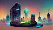 NFT Virtual Land Is An Own-able Area Of Digital Land On A Metaverse Platform, NFT Real Estate Is Parcels Of Virtual Land Minted On The Blockchain, Conceptual Illustration