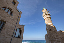 Minaret Of Al-Bahr Mosque In Tel Aviv-Jaffa, Israel