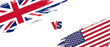 Creative United Kingdom vs United States of America brush flag illustration. Artistic brush style two country flags relationship background