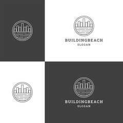 Wall Mural - Building beach logo icon flat design template 