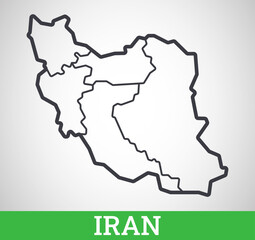  Simple outline map of Iran with regions. Vector graphic illustration.
