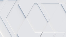 White, Tech Background With A Geometric 3D Structure. Clean, Minimal Design With Simple Futuristic Forms. 3D Render.