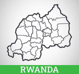  Simple outline map of Rwanda. Vector graphic illustration.
