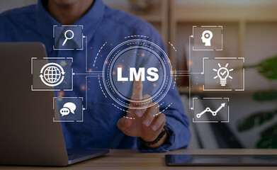 LMS - Learning Management System for lesson and online education, course, application, study, e learning, knowledge everywhere and every time.LMS icon.