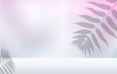 Wall Mural - Abstract pink color gradient studio background for product presentation. Palm leaves. Summer concert.