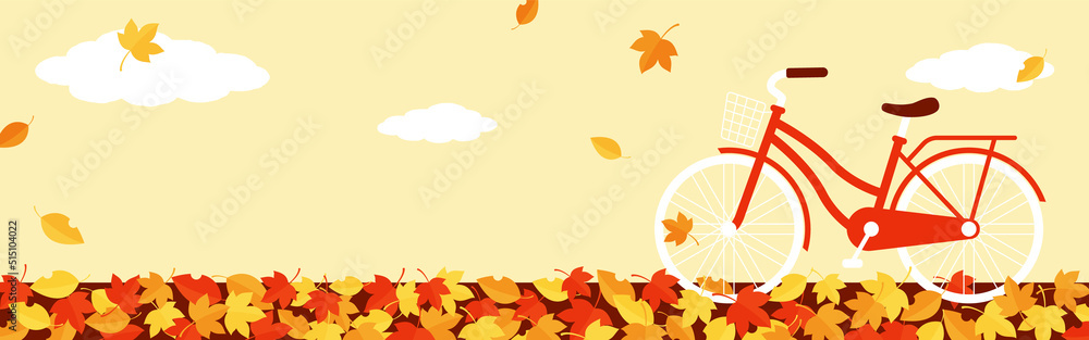 vector background with a bicycle and autumn leaves for banners, cards ...