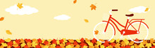 Vector Background With A Bicycle And Autumn Leaves For Banners, Cards, Flyers, Social Media Wallpapers, Etc.