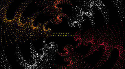 Fototapete - Abstract black background with multicolored circle dot. swirl circle shape on dark background.