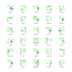 Wall Mural - collection of seo services flat mini illustrations