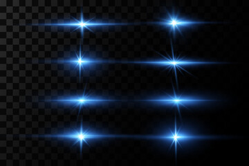 Aufkleber - Bright particles, burning blue lights, stars, lasers. Vector.